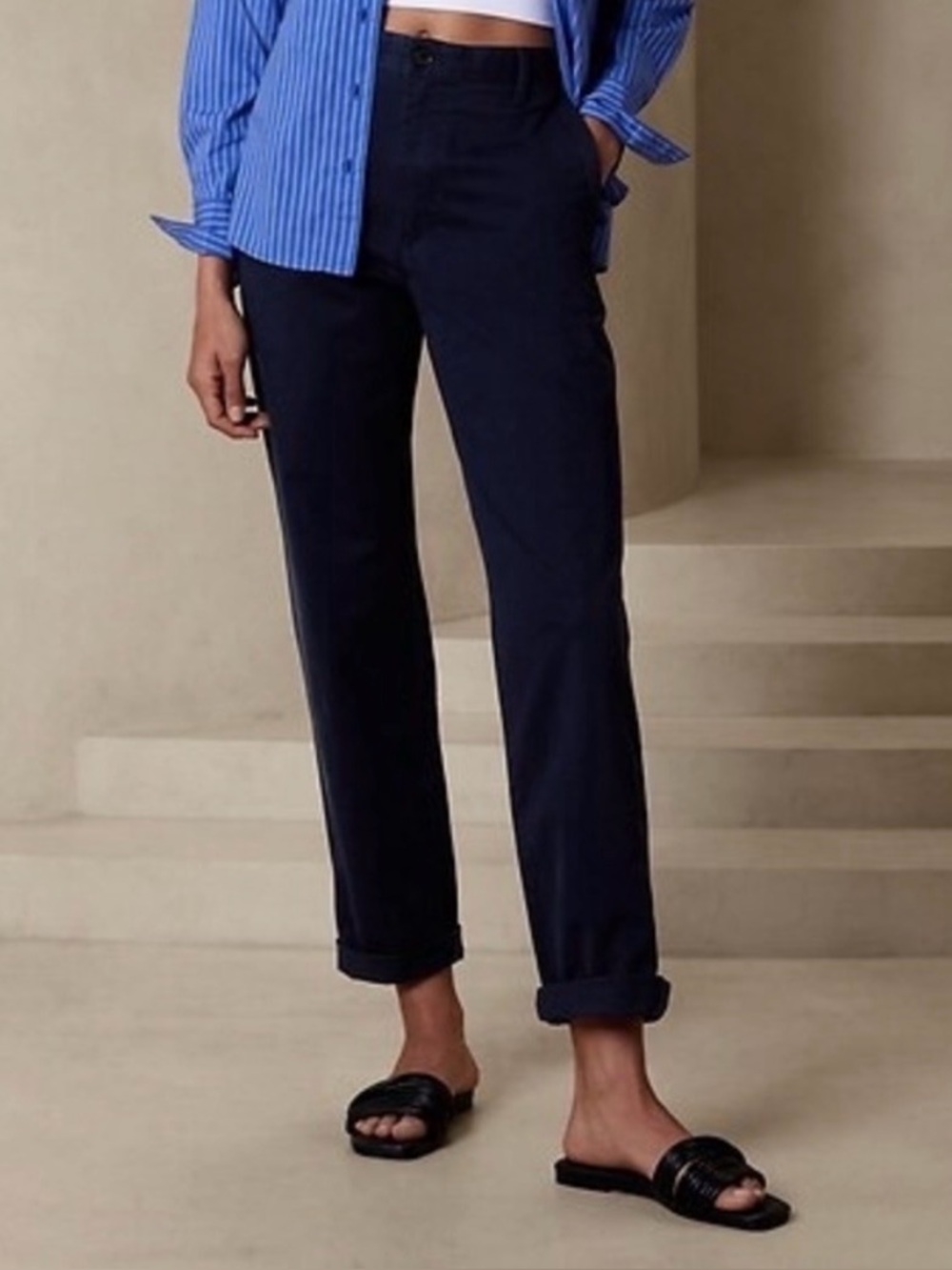 TALL Banana Republic High-Rise Authentic Chino Black size 8 Tall